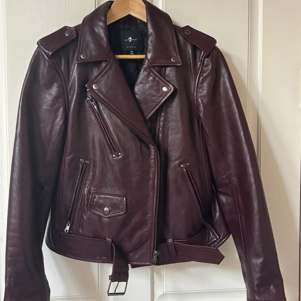 7 for all mankind Maroon Leather Jacket for Women